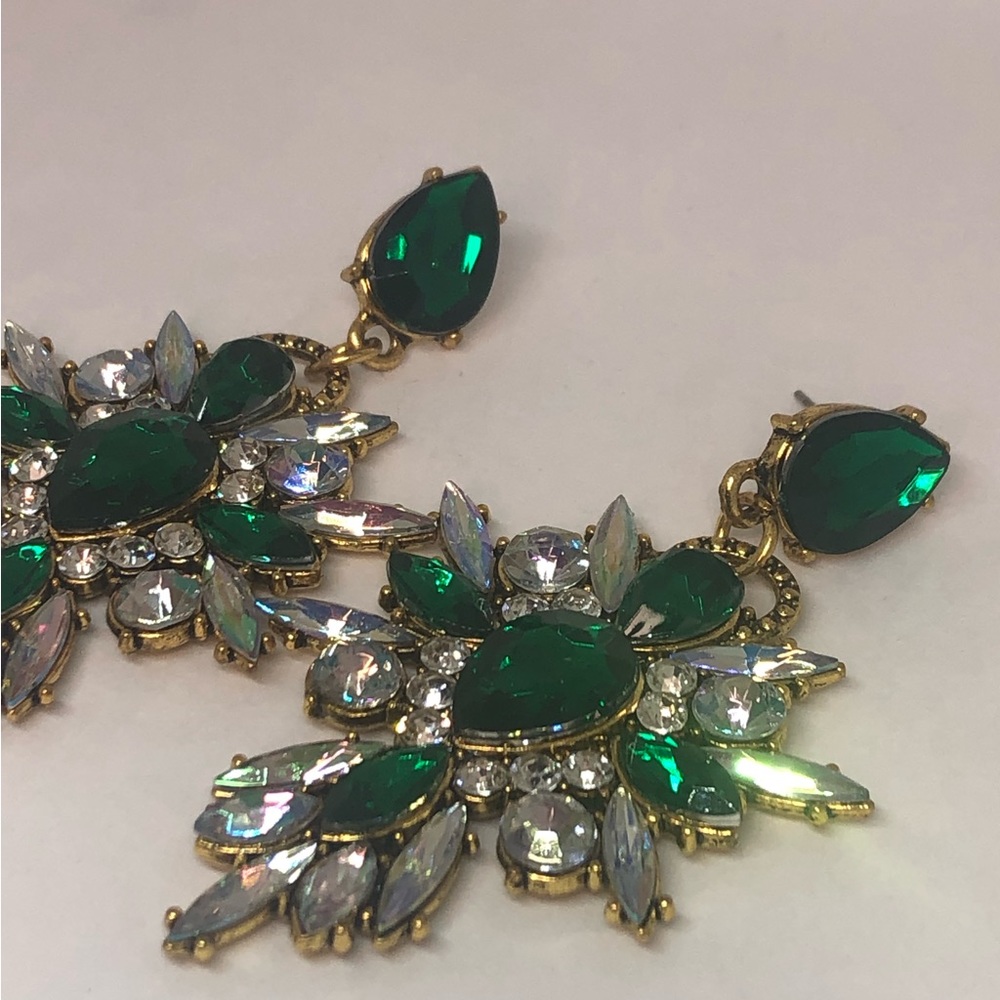 Green chandelier earrings